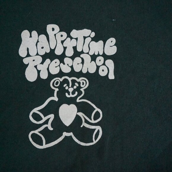 90s Fruit Of The Loom Green Happy Time Preschool Puff Print Crewneck Sweater 2XL - Picture 5 of 9